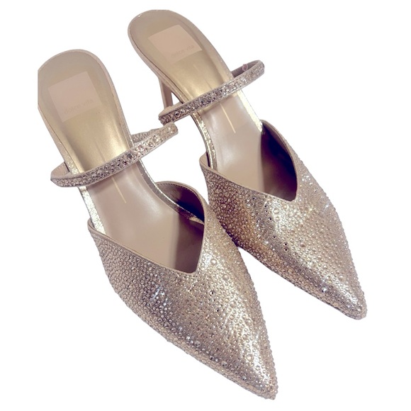 NWOB $140 Dolce Vita Rhinestone Strap Pointed Toe Heels 8.5 - Picture 2 of 7